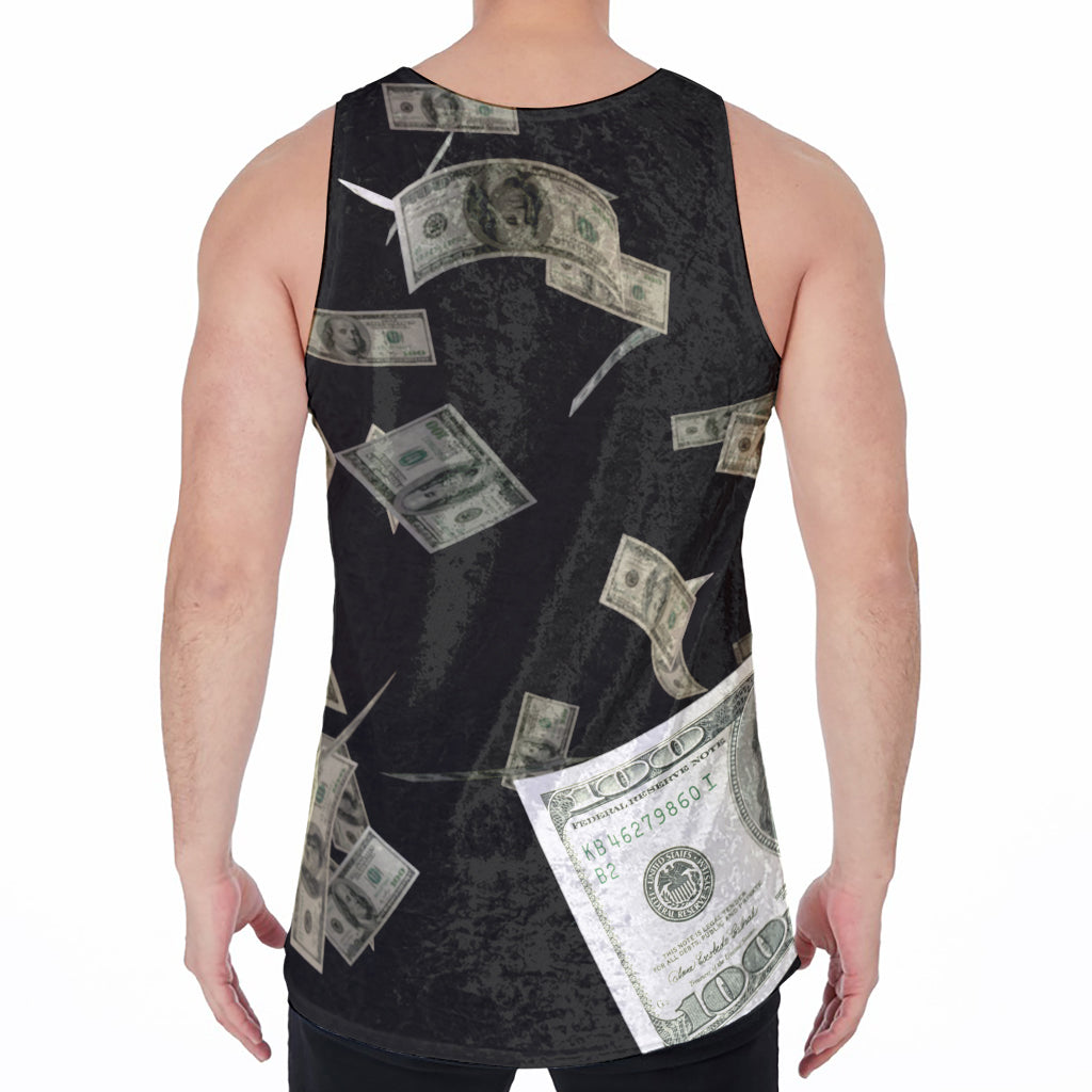 Flying US Dollar Print Men's Velvet Tank Top