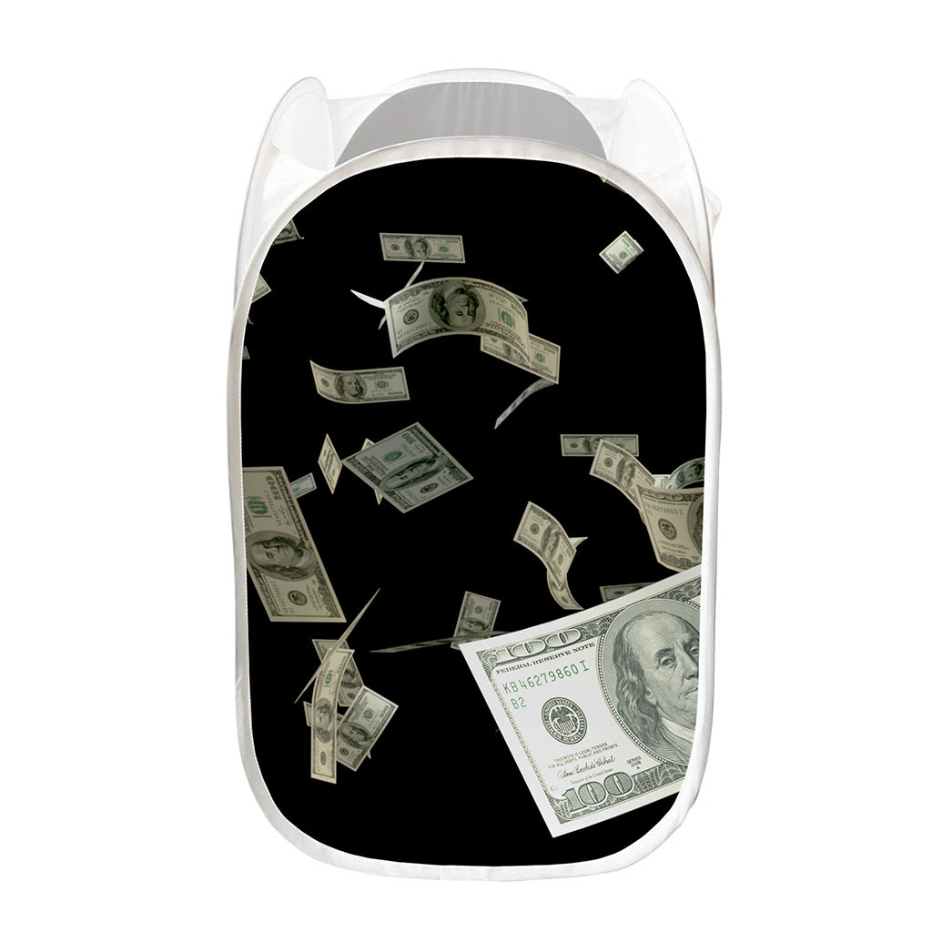 Flying US Dollar Print Mesh Laundry Hamper