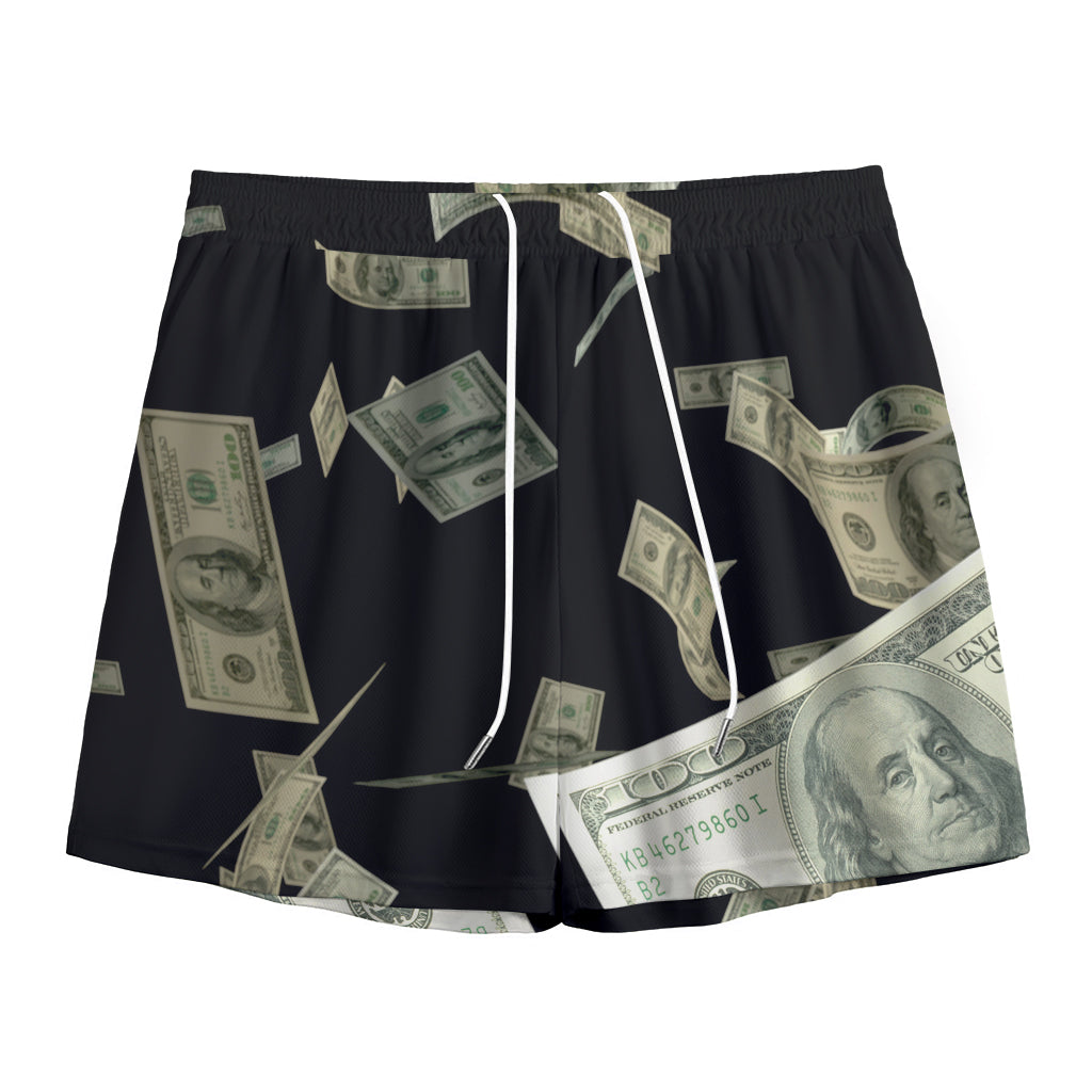 Flying US Dollar Print Mesh Shorts