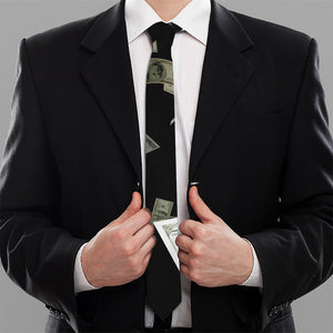 Flying US Dollar Print Necktie