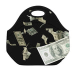 Flying US Dollar Print Neoprene Lunch Bag