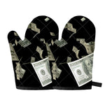Flying US Dollar Print Oven Mitts