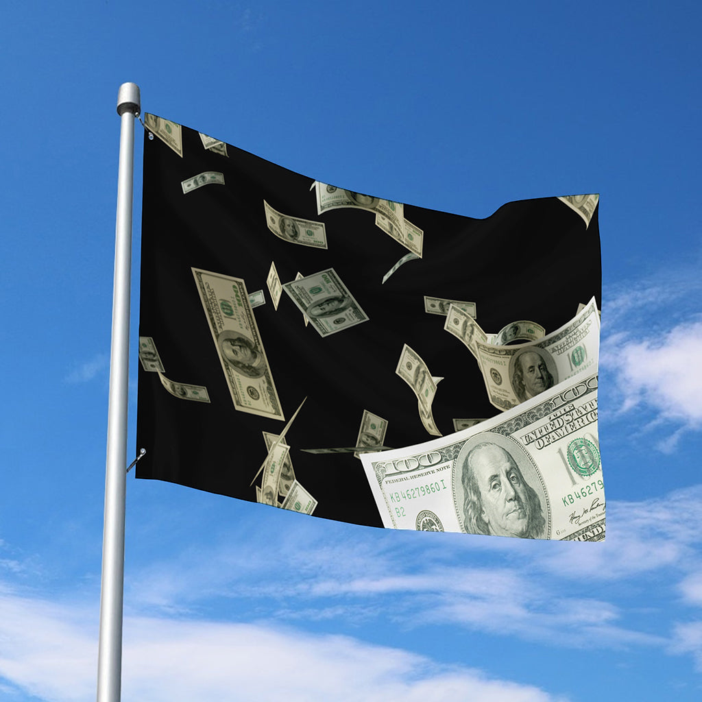 Flying US Dollar Print Polyester Flag