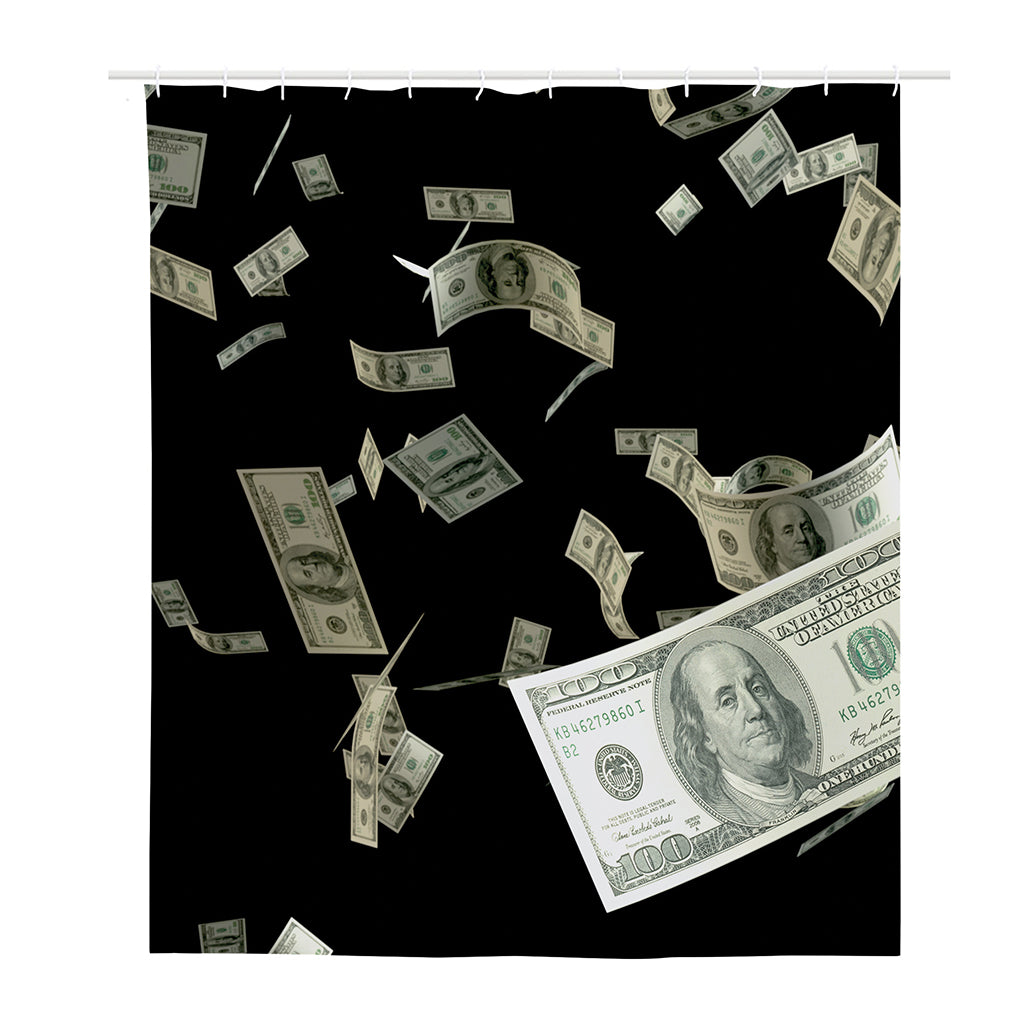 Flying US Dollar Print Polyester Shower Curtain