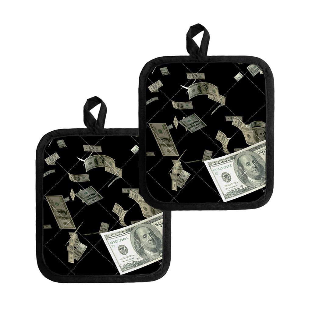 Flying US Dollar Print Pot Holders