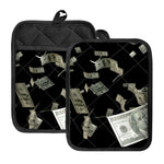 Flying US Dollar Print Pot Holders With Pocket