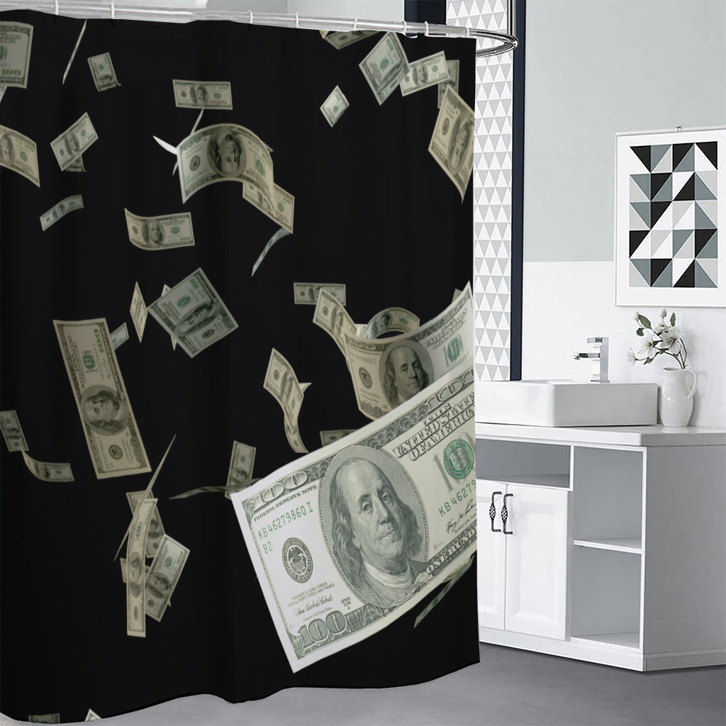 Flying US Dollar Print Premium Shower Curtain