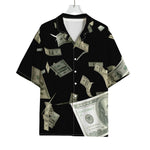 Flying US Dollar Print Rayon Hawaiian Shirt