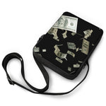 Flying US Dollar Print Rectangular Crossbody Bag