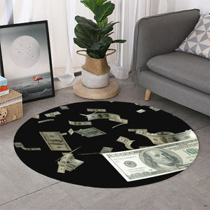 Flying US Dollar Print Round Rug