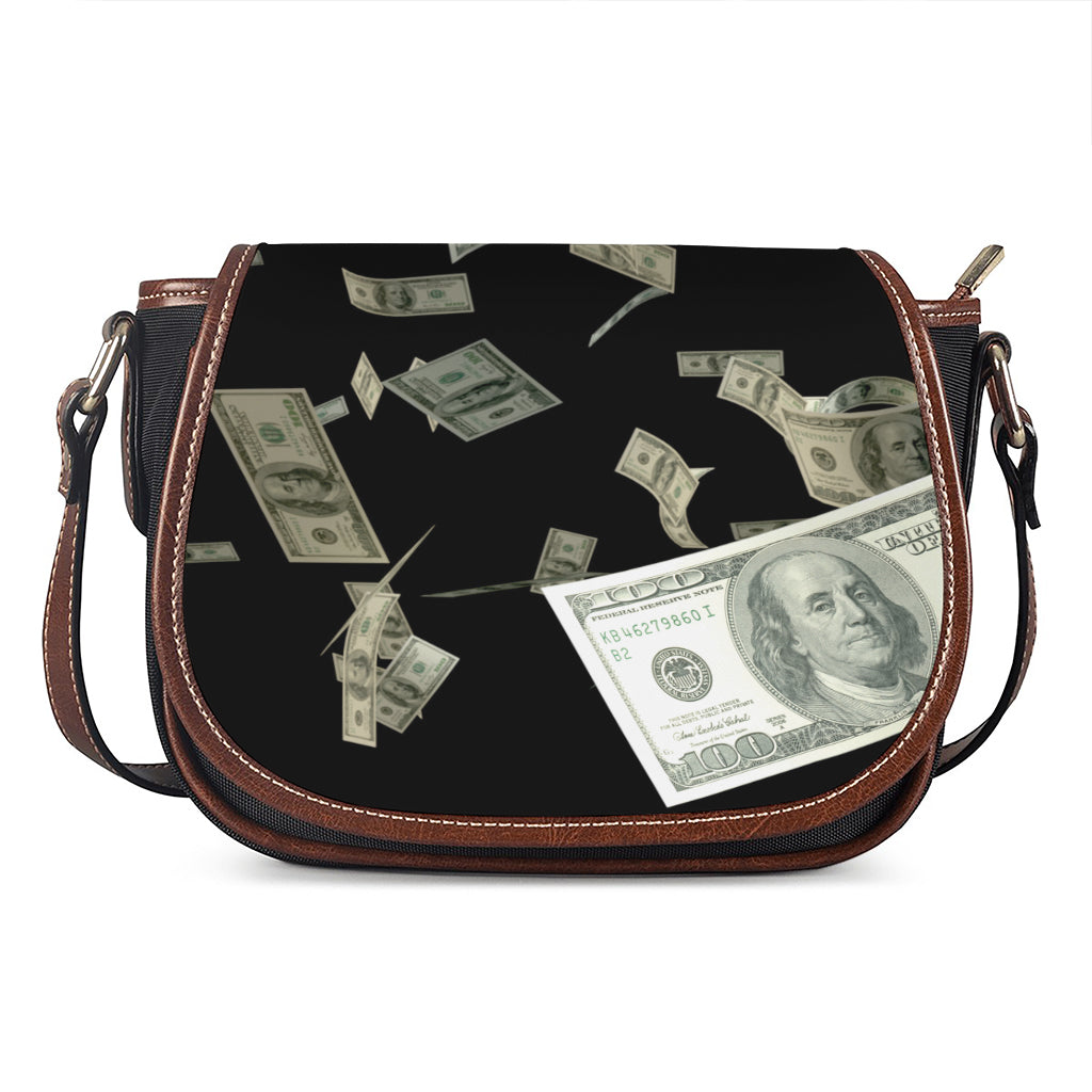 Flying US Dollar Print Saddle Bag