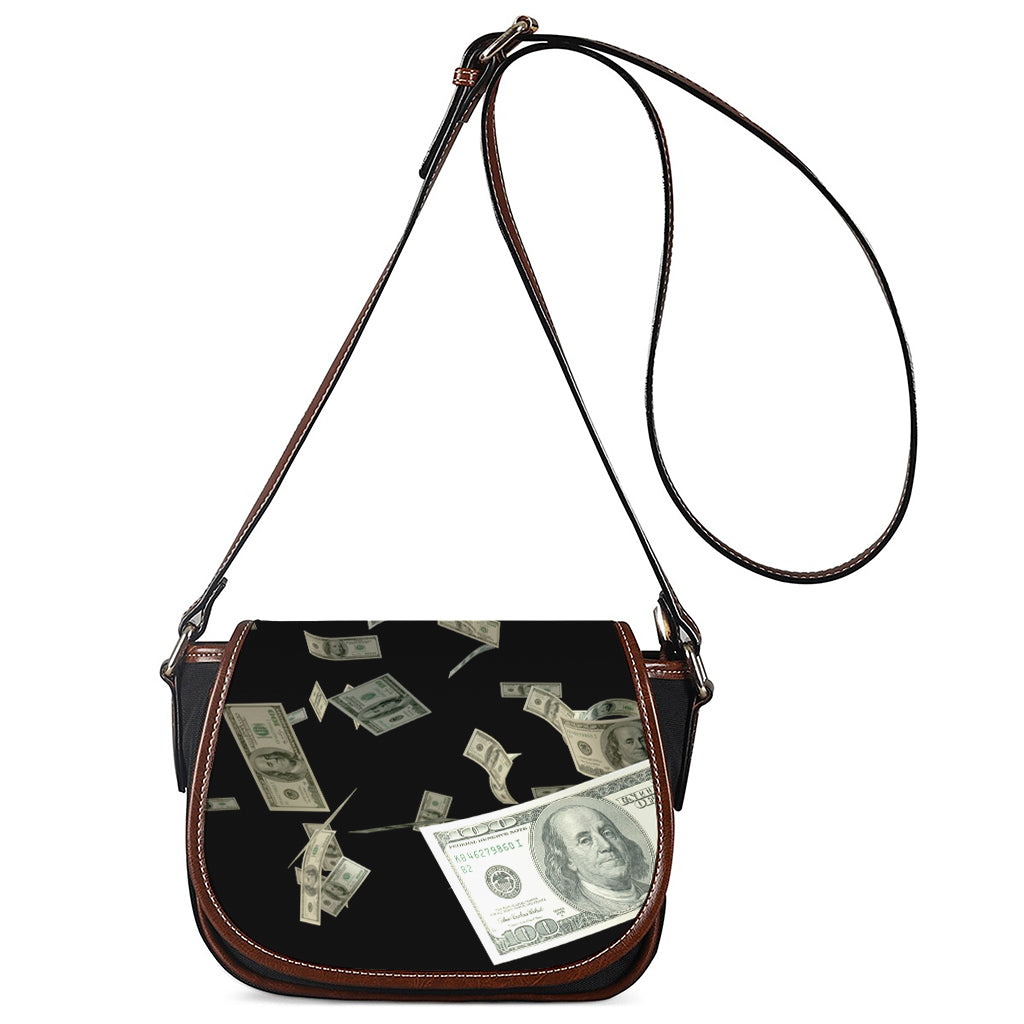 Flying US Dollar Print Saddle Bag