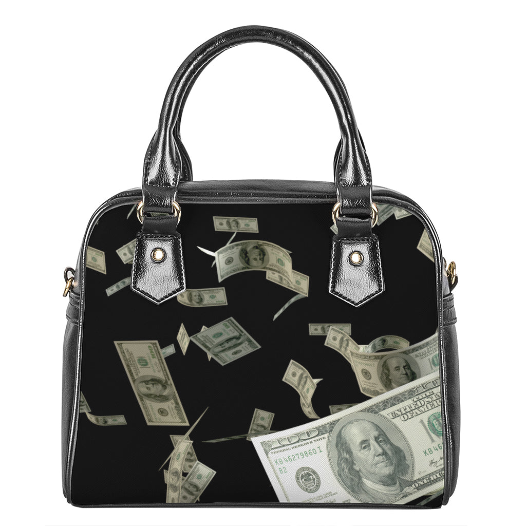 Flying US Dollar Print Shoulder Handbag