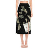 Flying US Dollar Print Side Slit Midi Skirt