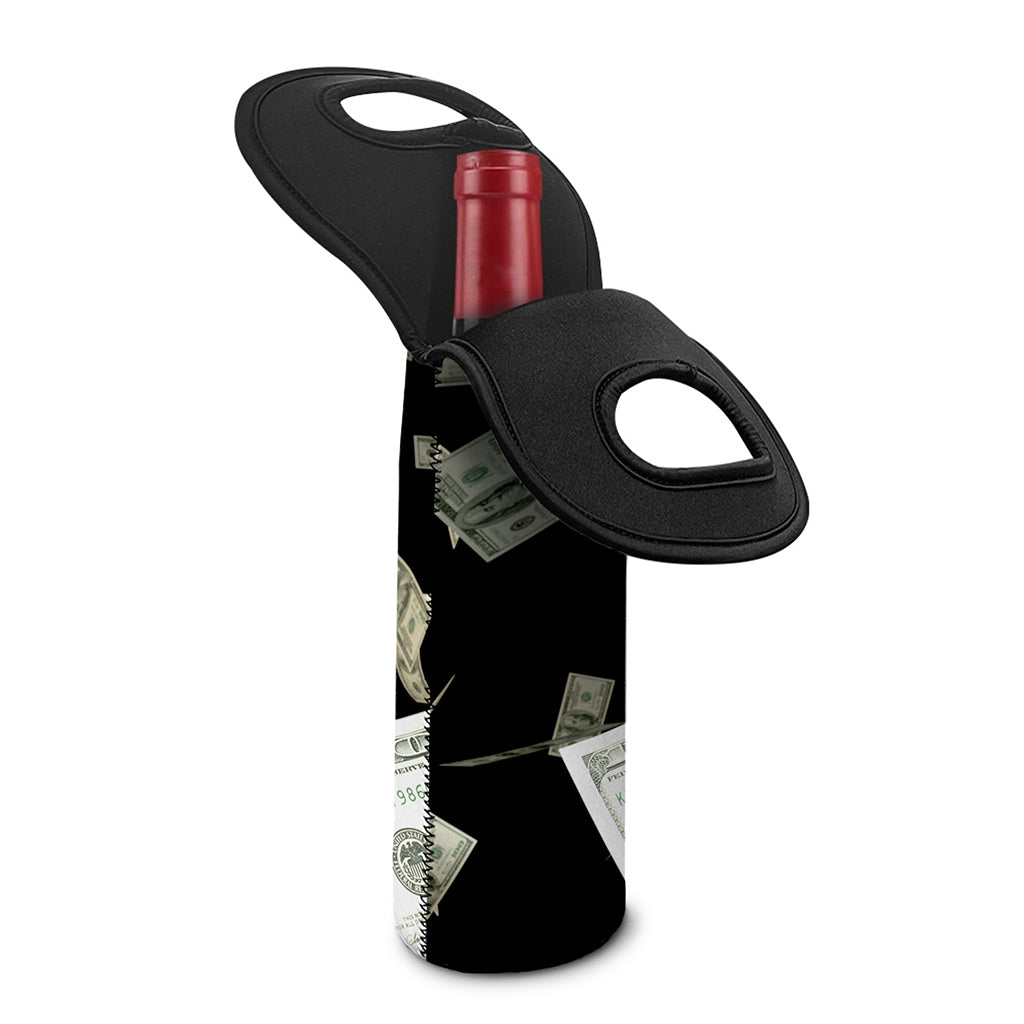 Flying US Dollar Print Single Neoprene Wine Tote