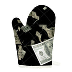 Flying US Dollar Print Single Oven Mitt