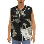 Flying US Dollar Print Sleeveless Baseball Jersey