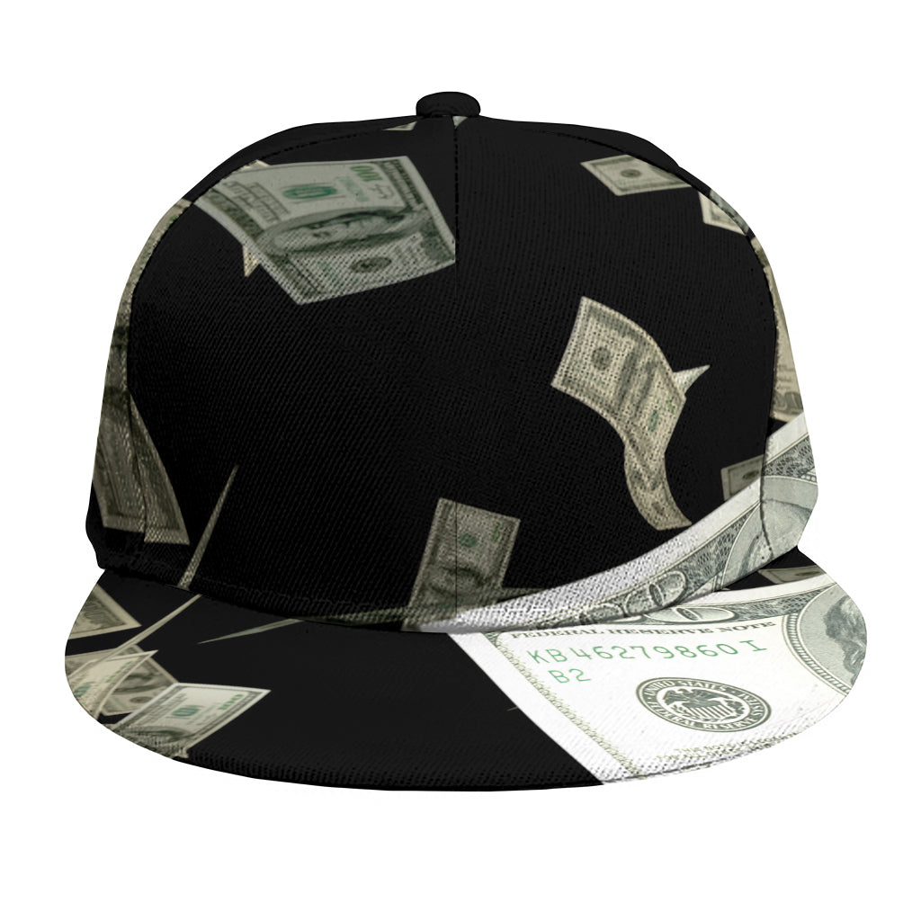 Flying US Dollar Print Snapback Cap