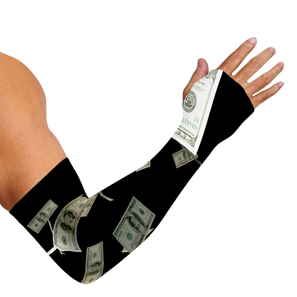 Flying US Dollar Print Sun Protection Arm Sleeves