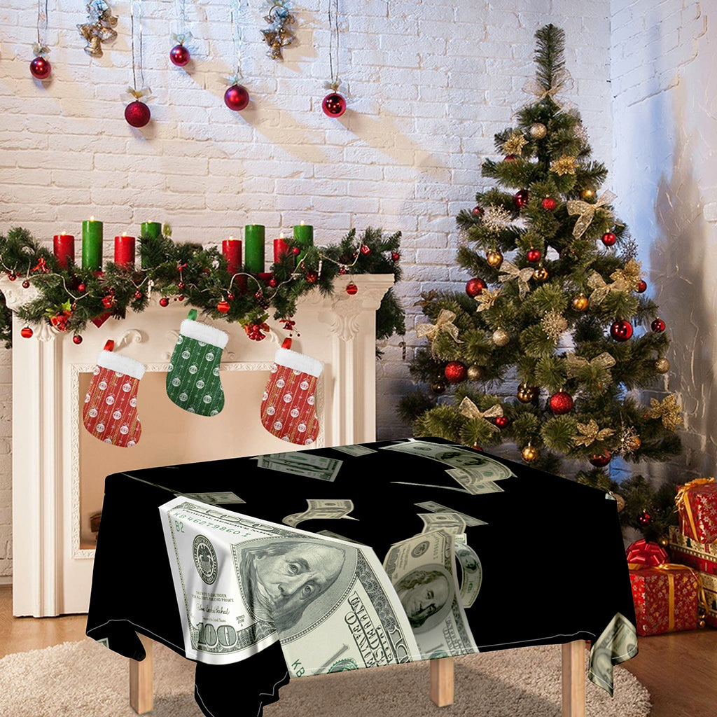 Flying US Dollar Print Tablecloth