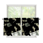 Flying US Dollar Print Tier Curtains