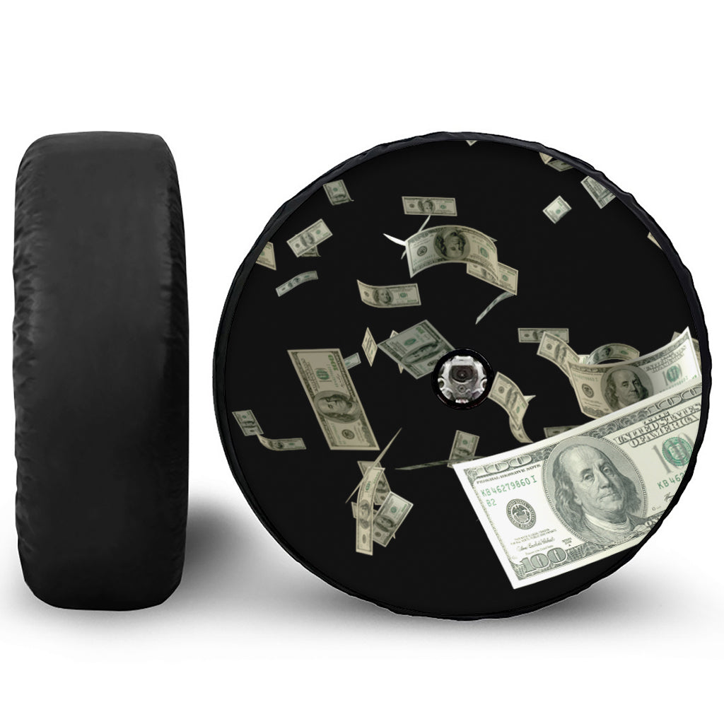 Flying US Dollar Print Tire Cover With Camera Hole