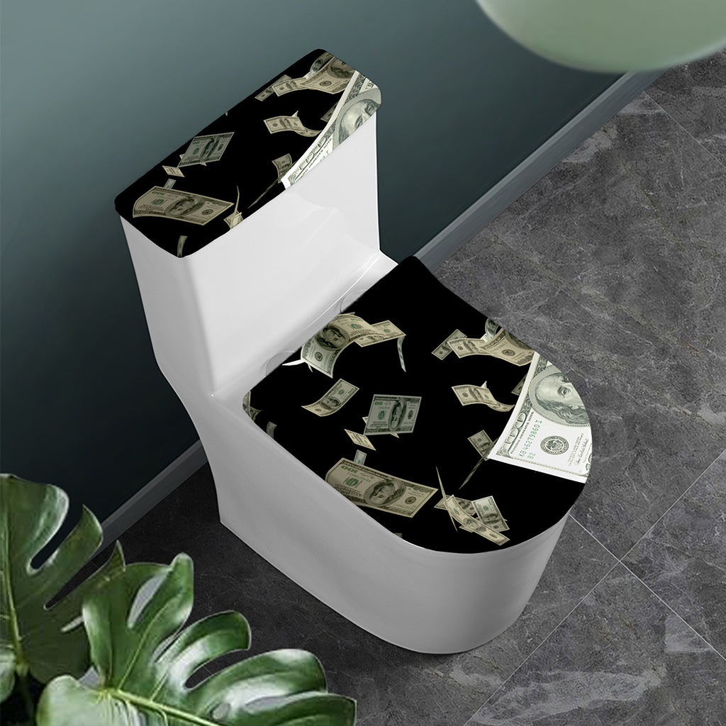 Flying US Dollar Print Toilet Lid And Tank Cover Set