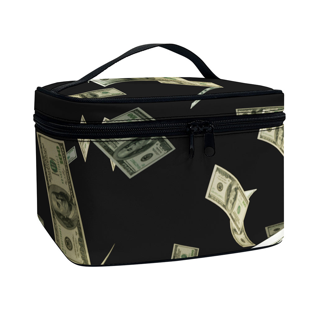 Flying US Dollar Print Travel Makeup Bag