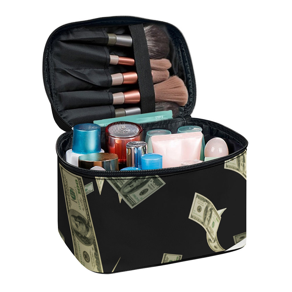 Flying US Dollar Print Travel Makeup Bag