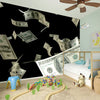 Flying US Dollar Print Wall Sticker