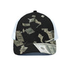 Flying US Dollar Print White Mesh Trucker Cap