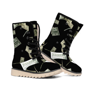 Flying US Dollar Print Winter Boots