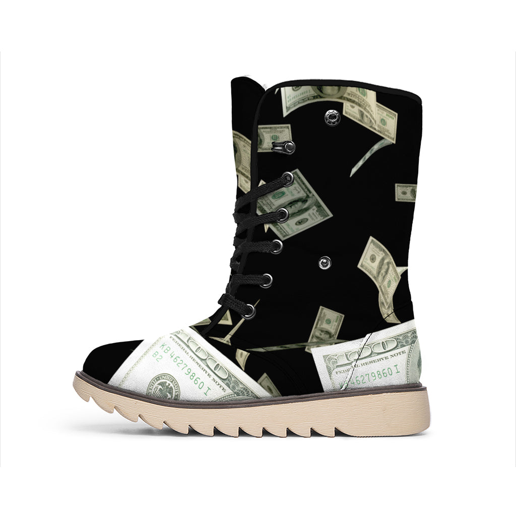 Flying US Dollar Print Winter Boots