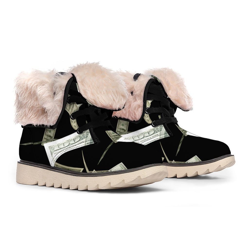 Flying US Dollar Print Winter Boots