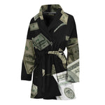 Flying US Dollar Print Women's Bathrobe