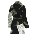 Flying US Dollar Print Women's Bathrobe