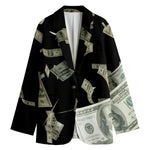 Flying US Dollar Print Women's Blazer