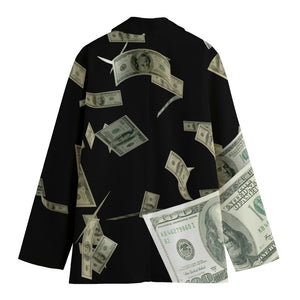 Flying US Dollar Print Women's Blazer