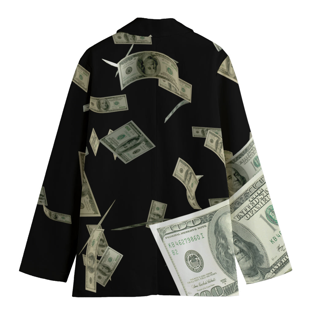 Flying US Dollar Print Women's Cotton Blazer