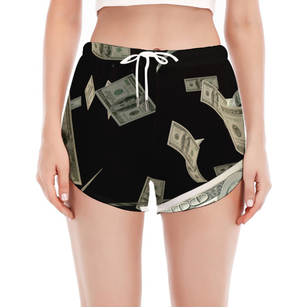 Flying US Dollar Print Women's Split Running Shorts