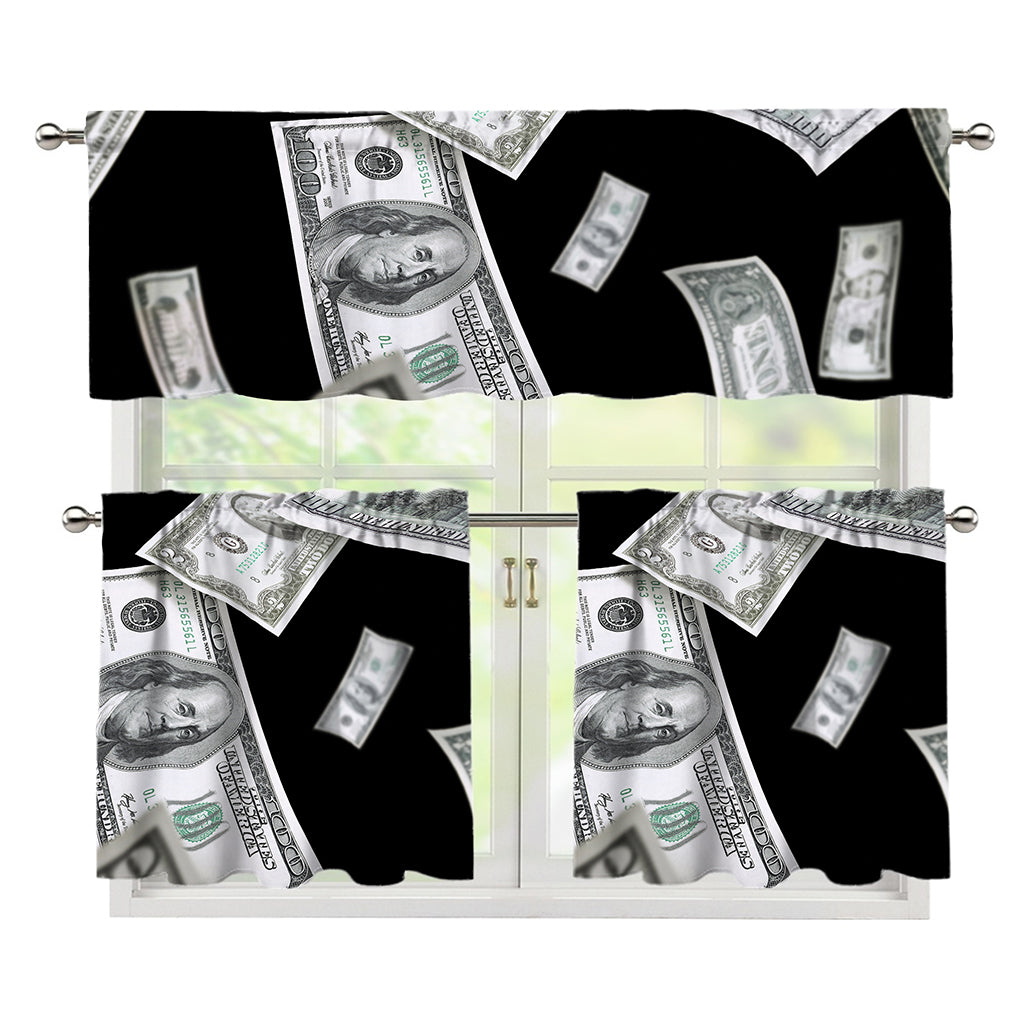 Flying USD Print 3 Piece Kitchen Curtains