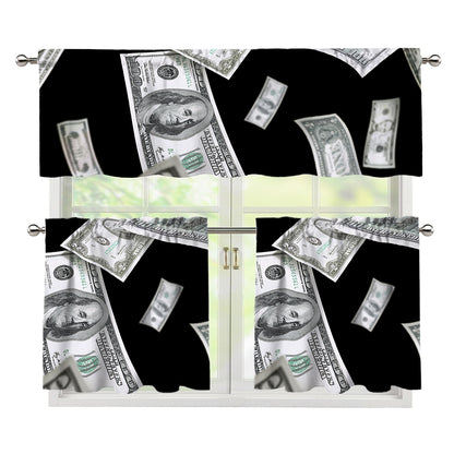 Flying USD Print 3 Piece Kitchen Curtains