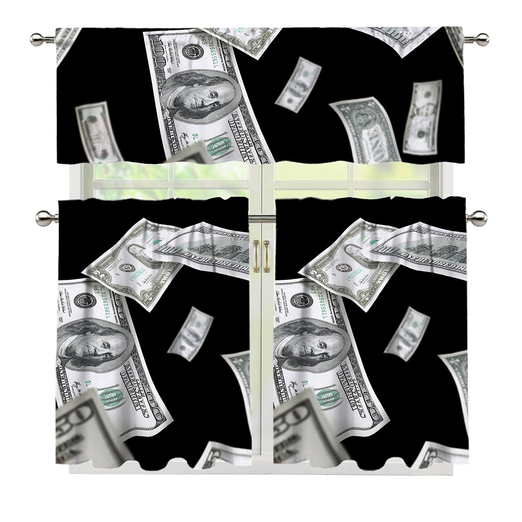 Flying USD Print 3 Piece Kitchen Curtains