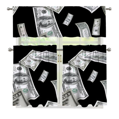 Flying USD Print 3 Piece Kitchen Curtains