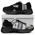 Flying USD Print Black Chunky Shoes