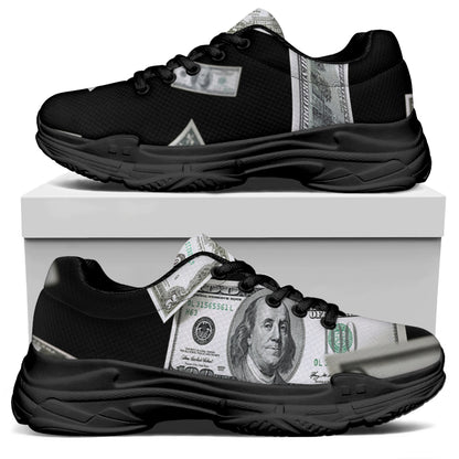 Flying USD Print Black Chunky Shoes
