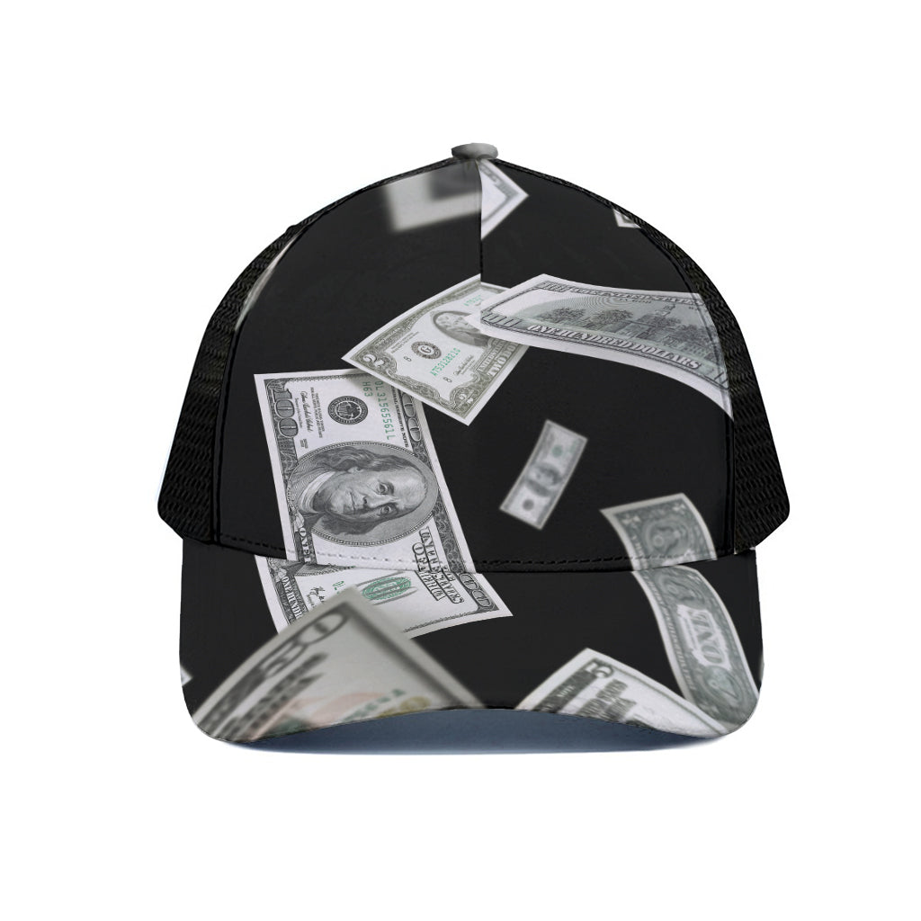 Flying USD Print Black Mesh Trucker Cap