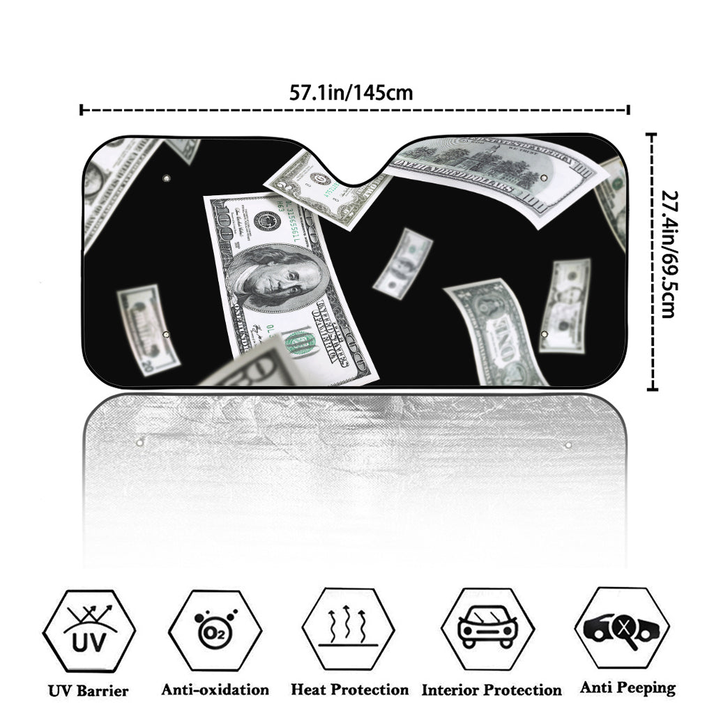 Flying USD Print Car Windshield Sun Shade