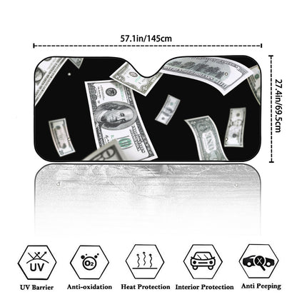 Flying USD Print Car Windshield Sun Shade