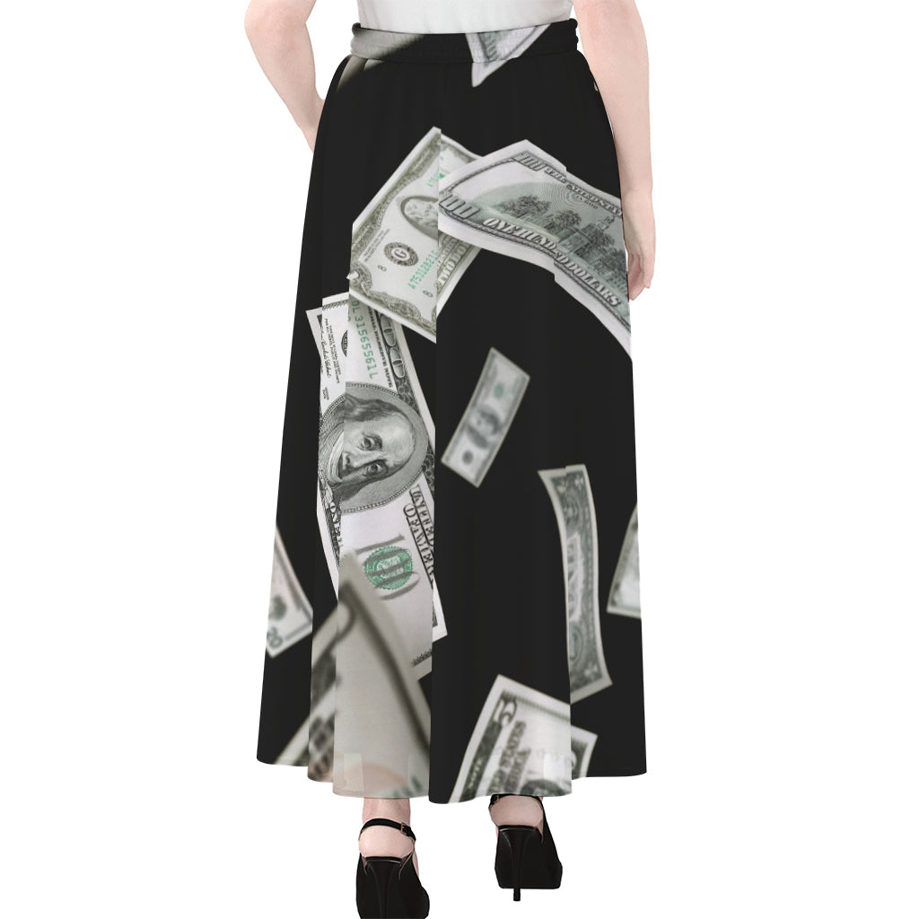Flying USD Print Chiffon Maxi Skirt